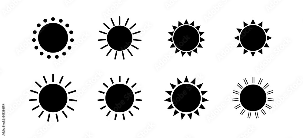 Sun clipart icon vector on white background
