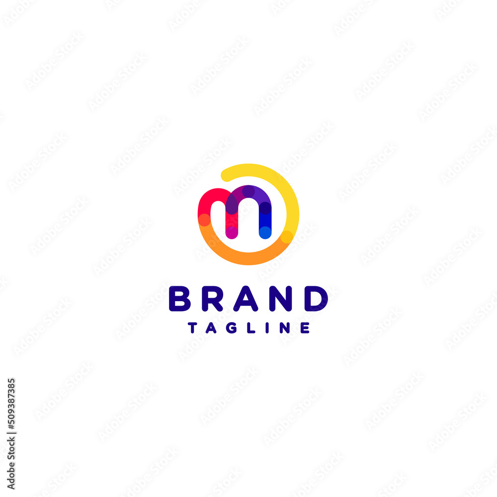 Colorful Initials N Logo Design. Colorful Letter N Connecting With The Outside Circles. 