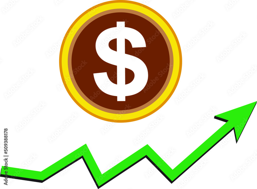 dollar sign with an arrow. Stock Market Up Arrow. on white background dollar sign with an arrow. Stock Market Up Arrow. on white background