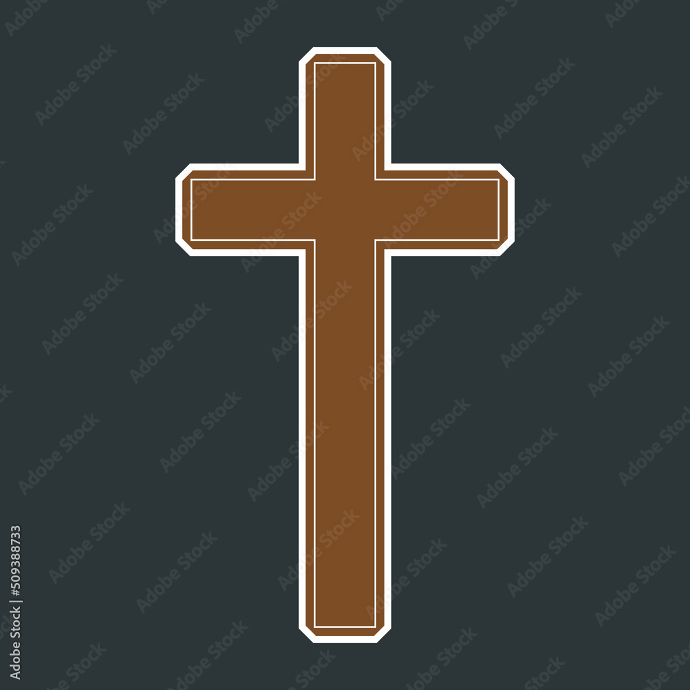 Symbol of a church cross. Christianity religious symbol. on gray background