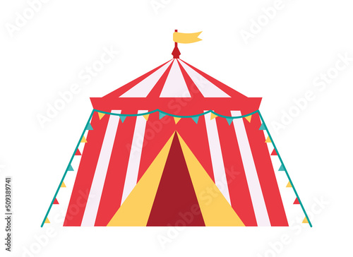 Circus tent with ribbons Amusement Park icon. Vector illustration