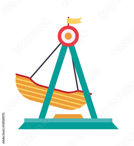 Swing boat ride Amusement Park icon. Vector illustration