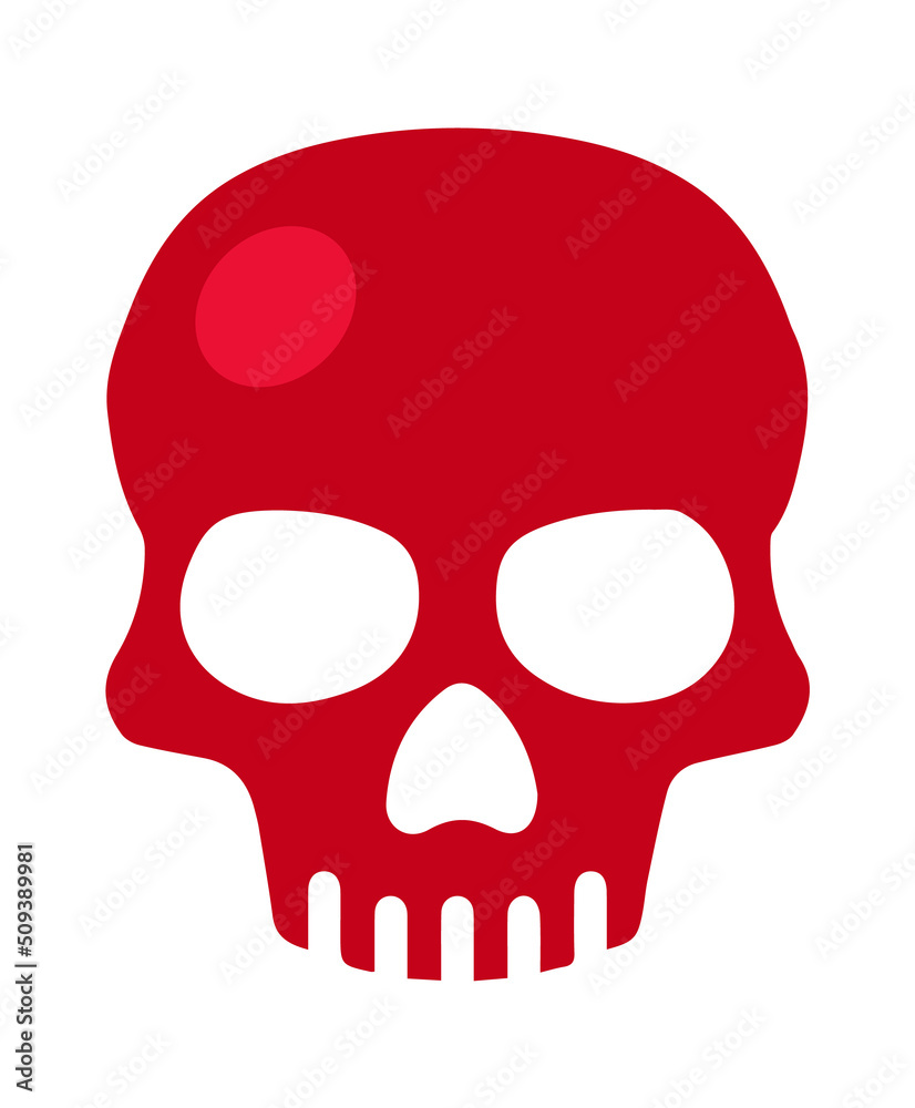 Red scull icon. Vector illustration