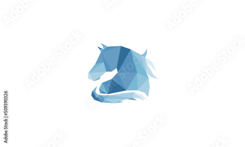 blue horse head polygon