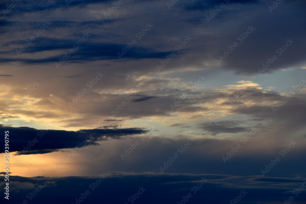 Sunset horizon in the evening bright yellow red clouds Sunset horizon in the evening bright yellow red clouds