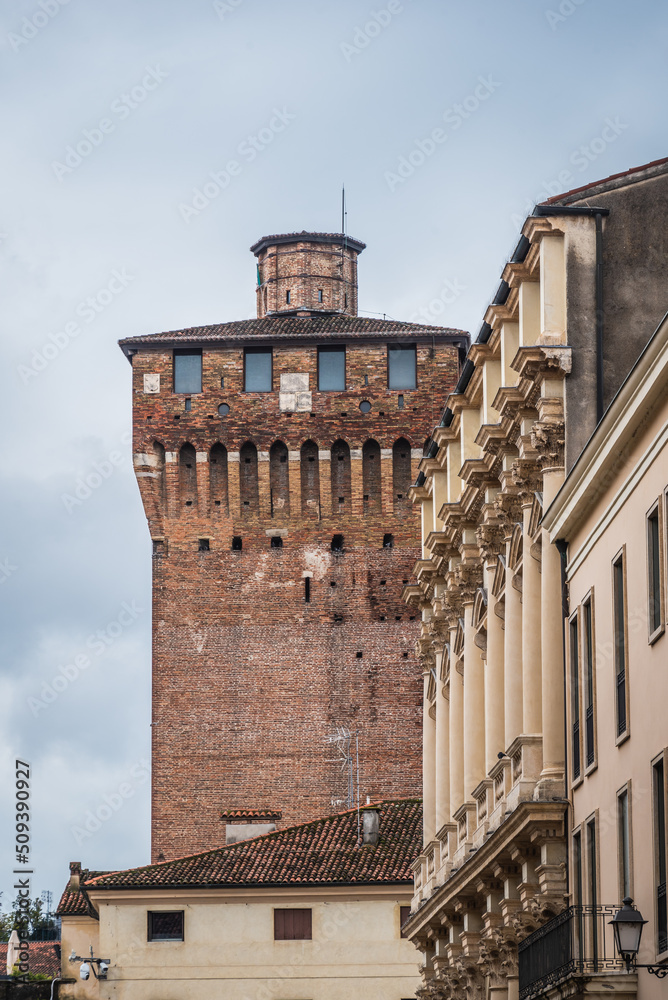 View of Vicenza Castle Tower, Veneto, Italy, Europe, World Heritage Site