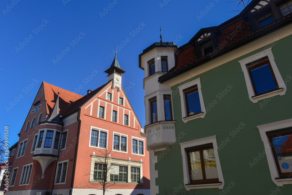 Lindenberg im Allgäu, Stadtplatz mit Rathaus
