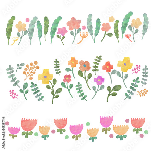 お花と葉っぱの手書き風イラスト