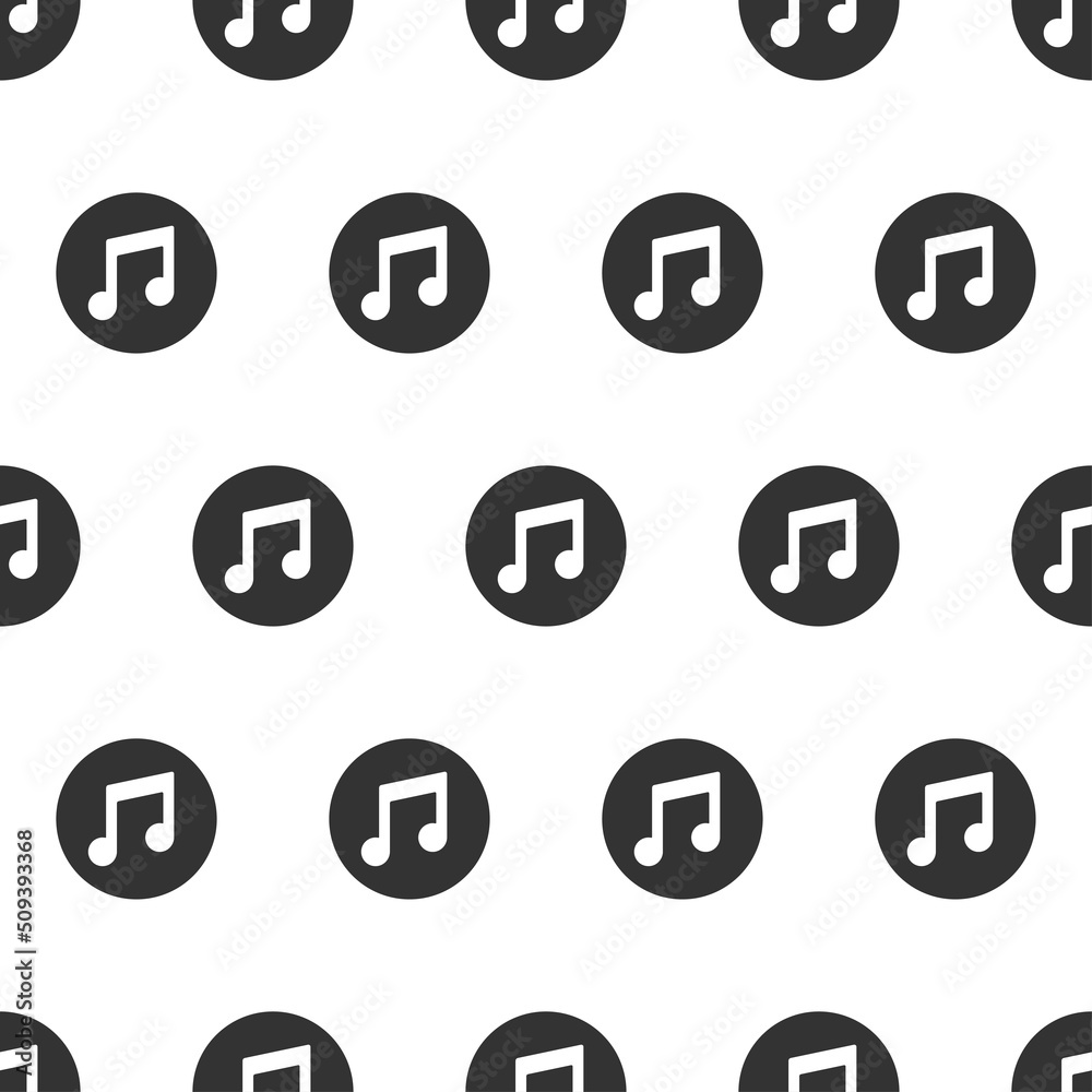 Music note key button icon seamless pattern. Song melody on circle shape symbol. Push click media player. New EPS 10 Vector illustration Music note key button icon seamless pattern. Song melody on circle shape symbol. Push click media player. New EPS 10 Vector illustration