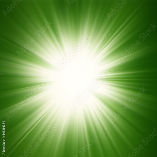 A green background with white light