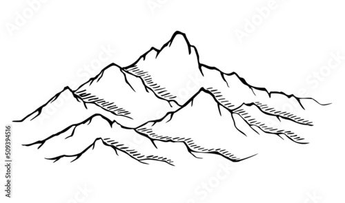 mountain range symbol, isolated vector illustration graphic in black color