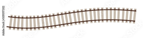 Realistic train track railroad contour, vector illustration	
