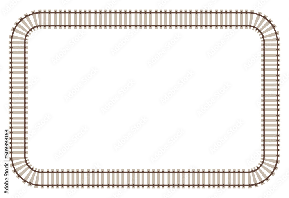 Set of realistic train tracks railroad contour, vector illustration