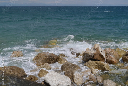 Rocks in the sea with waves