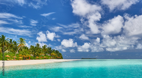 Paradise beaches of the Maldives. Tourism, travel and vacation in a luxury resort © Alvov