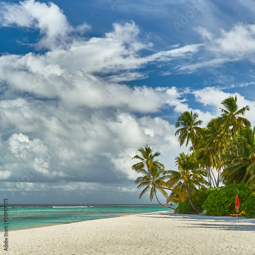 Fototapeta Naklejka Na Ścianę i Meble -  Paradise beaches of the Maldives. Tourism, travel and vacation in a luxury resort