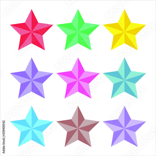 Set Of Colorful Stars Vector illustration. Vector Assets For Web Or Game Design, App. Icons Vector Template Isolated On White Background.
