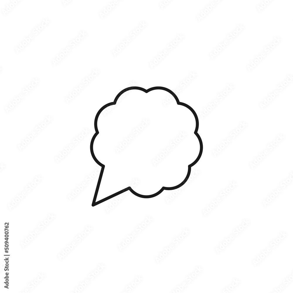 Black and white simple sign. Monochrome minimalistic illustration suitable for apps, books, templates, articles etc. Vector line icon of speech bubble in form of flower Black and white simple sign. Monochrome minimalistic illustration suitable for apps, books, templates, articles etc. Vector line icon of speech bubble in form of flower