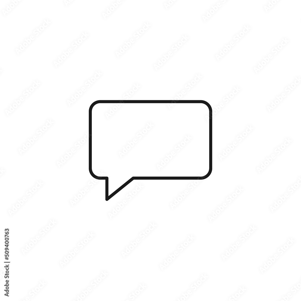 Black and white simple sign. Monochrome minimalistic illustration suitable for apps, books, templates, articles etc. Vector line icon of speech bubble as rounded rectangle Black and white simple sign. Monochrome minimalistic illustration suitable for apps, books, templates, articles etc. Vector line icon of speech bubble as rounded rectangle