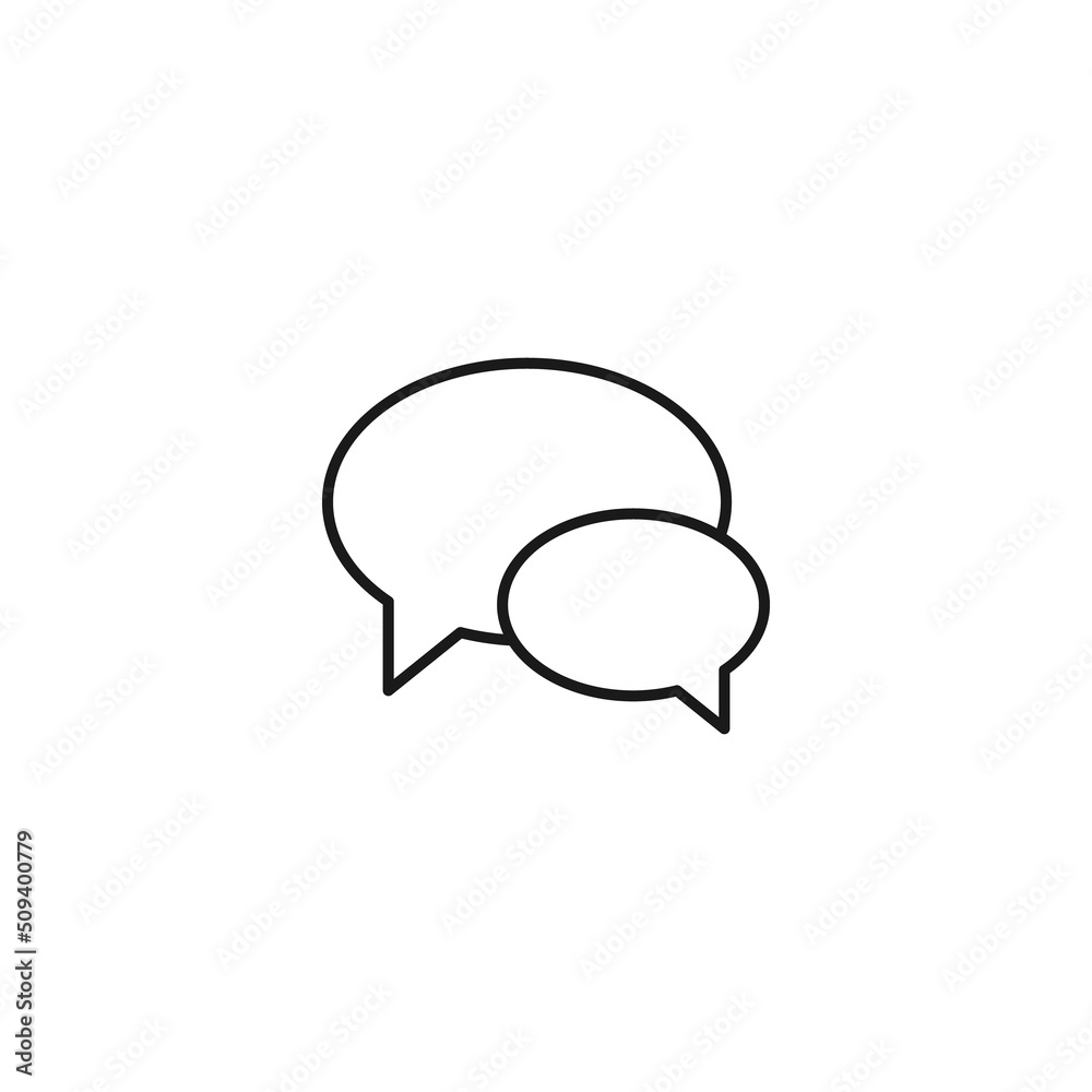 Black and white simple sign. Monochrome minimalistic illustration suitable for apps, books, templates, articles etc. Vector line icon of oval speech bubbles for talk Black and white simple sign. Monochrome minimalistic illustration suitable for apps, books, templates, articles etc. Vector line icon of oval speech bubbles for talk