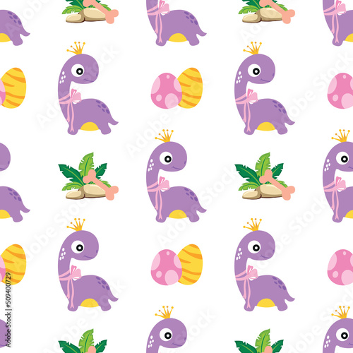 seamless pattern with cute dinosaur cartoon