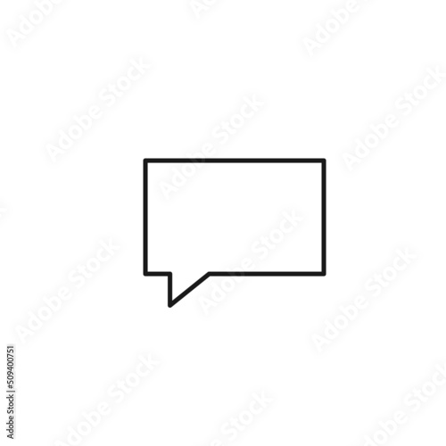 Black and white simple sign. Monochrome minimalistic illustration suitable for apps, books, templates, articles etc. Vector line icon of rectangle speech bubble