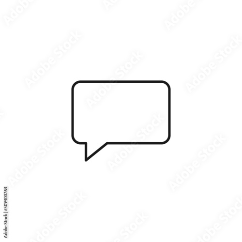 Black and white simple sign. Monochrome minimalistic illustration suitable for apps, books, templates, articles etc. Vector line icon of speech bubble as rounded rectangle