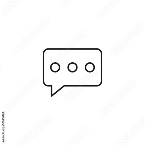 Black and white simple sign. Monochrome minimalistic illustration suitable for apps, books, templates, articles etc. Vector line icon of dots inside of speech bubble