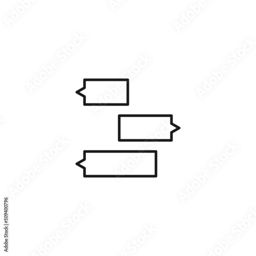 Black and white simple sign. Monochrome minimalistic illustration suitable for apps, books, templates, articles etc. Vector line icon of long rectangular speech bubbles