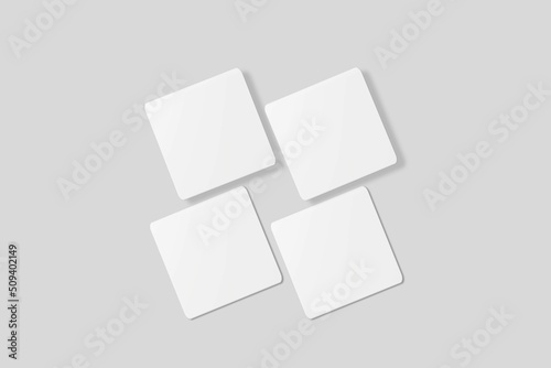 Blank square business card for mockup. 3D Render.