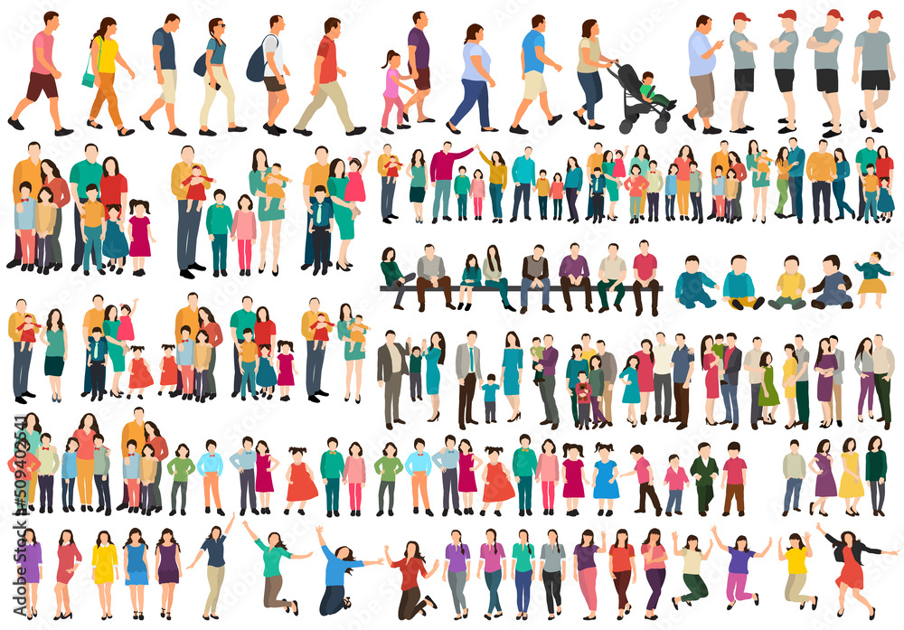 people set in flat design, isolated vector