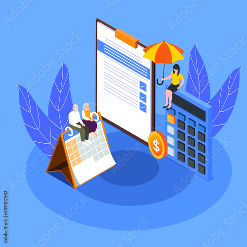 Elderly insurance plan isometric 3d vector illustration concept for banner, website, illustration, landing page, flyer, etc.