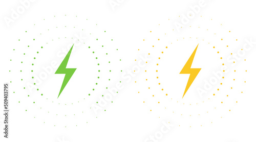 Wireless charger icon. Vector energy lightning power recharge symbol and circles. Gradient colors.