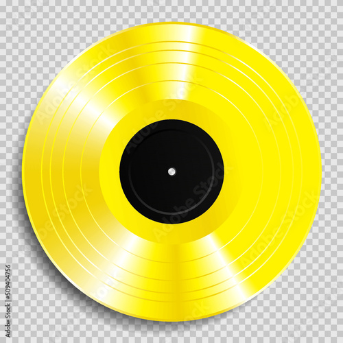 yellow LP vinyl record with blank black label