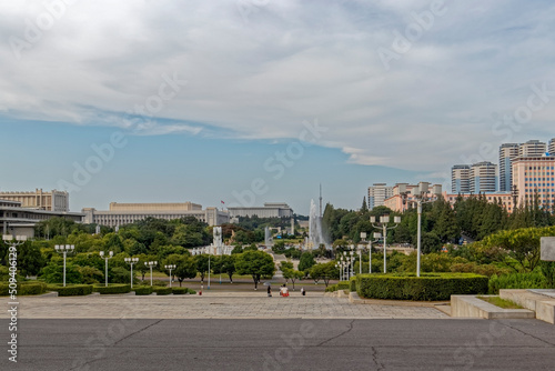 North Korea, Pyongyang – view of the city center.