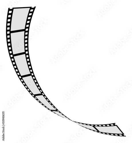 Curled cinema strip template. Blank film frames