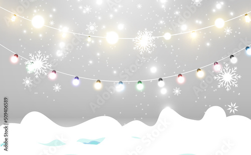 Snowfall. A lot of snow on a transparent background. Christmas winter background. Snowflakes falling from the sky.	