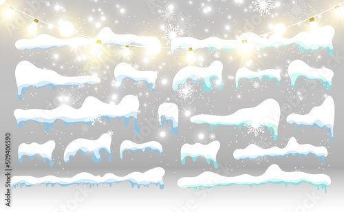 Snowfall. A lot of snow on a transparent background. Christmas winter background. Snowflakes falling from the sky.	