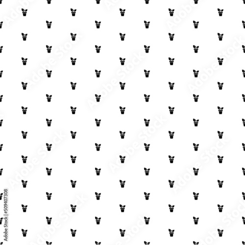 Square seamless background pattern from black plant in pot symbols. The pattern is evenly filled. Vector illustration on white background