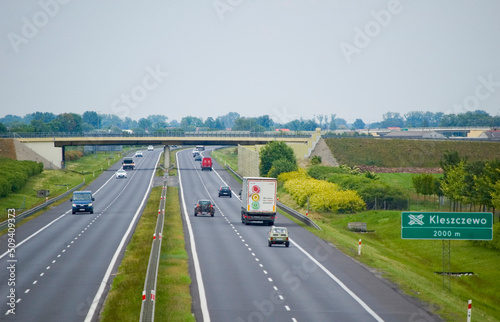 Nagradowice, Poland. Polish S5 expressway with cars and trucks.