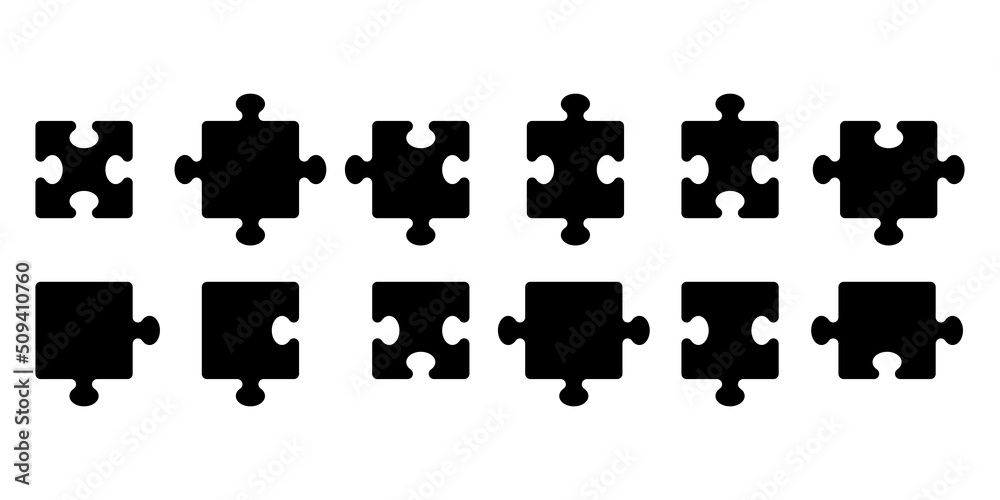 Naklejka premium Puzzle icon set simple design