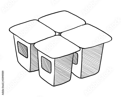 VECTOR CONTOUR DRAWING OF FRUIT YOGURT ON A WHITE BACKGROUND