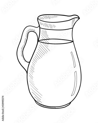 VECTOR CONTOUR DRAWING OF A MILK JUG ON A WHITE BACKGROUND