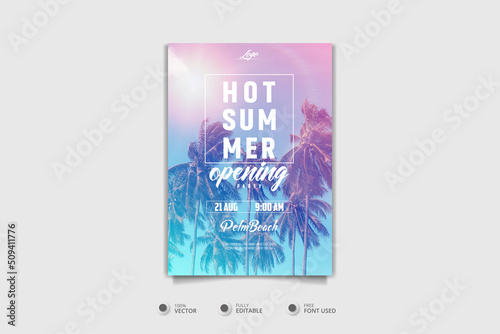 Summer hot beach party poster template	