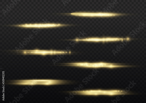 Golden glow line, yellow horizontal light rays