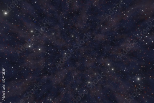 Starry space or star field background. Outer space wallpaper and starry night sky. Stars in the night sky nebula and galaxy 3d illustration.