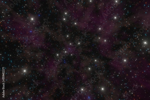 Starry space or star field background. Outer space wallpaper and starry night sky. Stars in the night sky nebula and galaxy 3d illustration.