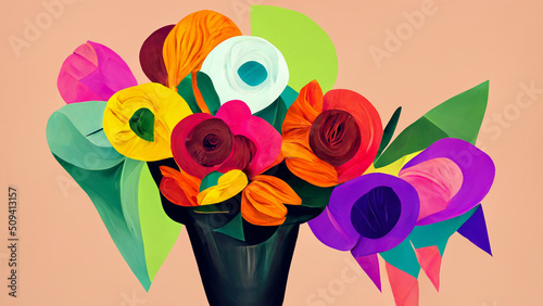 bouquet of tulips spring flower abstract floral background colorful bursting paper flowers vector illustration banner copy space header image creative design textured plant orchid hibiscus
