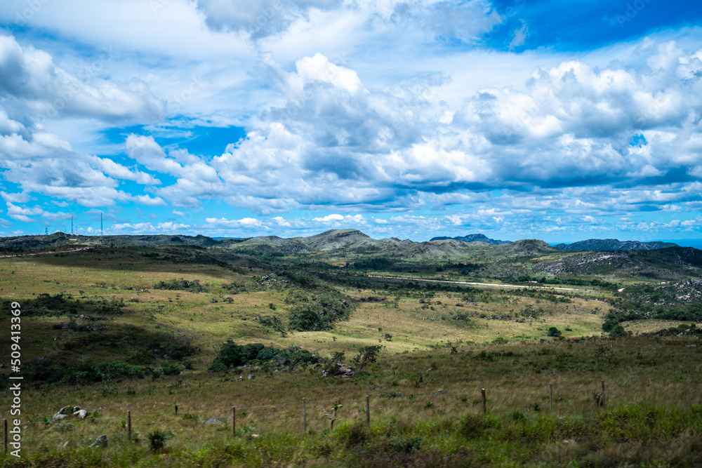 Mountain landscape with lush vegetation in Brazil in South America