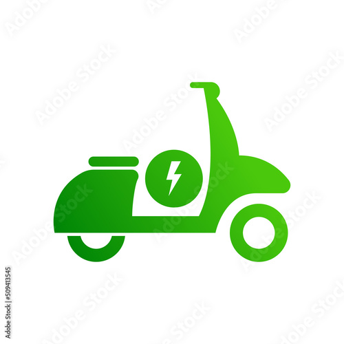 Electrical Motorbike Silhouette Icon. Electric Moped Glyph Pictogram. EV Motorcycle Icon. Electric Vehicle with Lightning Sign. Ecology Delivery Transportation. Isolated Vector Illustration
